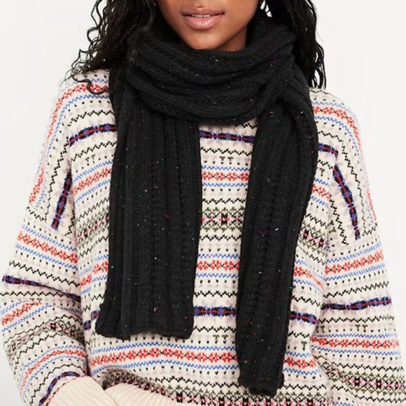 Old Navy Black Cable Knit Scarf with Subtle Speckles - Picture 2 of 2
